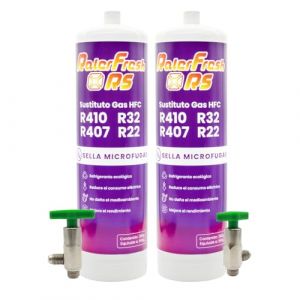 Gaz réfrigérant organique pour climatisation type Split Ralerfresh RS équivalent à 950 g, remplacement des gaz R410, R32, R407 et R22 (2 bouteilles + clé) (Todoelectrico, neuf)