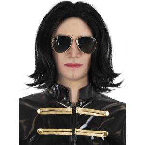 Funidelia | Perruque raide et lunettes de Michael Jackson pour homme Musique Pop, Groupes Musique, Chanteurs, Années 80 - Accesoires pour Adultes, accessoire pour déguisement - Noir (Funidelia FR-BE-LU, neuf)