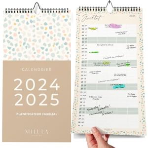 Calendrier 2024/25 Mural (18 Mois) - Calendrier Familial 2024 2025 au format 31 * 21cm - Calendrier Juillet 2024 - d&eacute;cembre 2025 - Grand Calendrier mensuel 2024 2025 - Calendrier de Bureau Mensuel (Milula Studios, neuf)