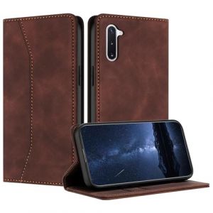 Mo-Beauty Coque Compatible avec Samsung Galaxy Note 10, Etui Protection Housse en Cuir PU, Pochette Flip Case Porte Carte Magn&eacute;tique &Eacute;tui pour Samsung Note 10(Marron) (Yellow & Valley, neuf)