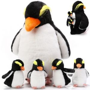 Harrycle Pingouin en Peluche Douce 1 Maman Pingouin avec 4 B&eacute;b&eacute;s Pingouins dans Son Ventre 35 cm Doudou Pingouin C&acirc;line Jouet d'animal pour Enfants Saint-Valentin F&ecirc;te d'anniversaire (Dr&ocirc;le) (Bofullzok, neuf)