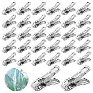 50 Pièces Clips pour Serre en Acier Inoxydable Clip de Film de Serre Clip pour Filet de Jardin Clips de Plantes Clip de Support Pinces à Linge Clip de Serre Fixe (SAIJIAN, neuf)