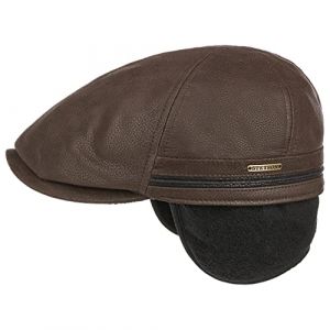 Stetson Casquette Redding Earflap Cap Homme - en Cuir Gatsby Protege Cou avec Visiere, Oreillettes, Doublure Hiver Automne-Hiver - XL (60-61 cm) Marron Fonce (Chapeaushop, neuf)