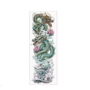 ARYU Autocollant De Tatouage De Couleur à Motif De Dragon Bleu, ImperméAble Et Durable, 45 × 17cm (XCTT, neuf)