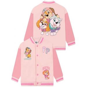 Blouson aviateur Pat'Patrouille, Veste Universitaire Everest Et Skye Pour Filles, Veste En Coton Filles, Rose 3-4 Ans (Character FR, neuf)