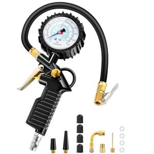 BURNNOVE 3 en 1 Manom&egrave;tre Pression Pneu 220PSI Jauges de Pression des Pneus Num&eacute;rique Gonfleur Pneus Multifonctionnelle Pistolet de Gonflage avec 4 Unit&eacute;s de Pression pour Voiture Moto V&eacute;lo (MENGTING STORE, neuf)