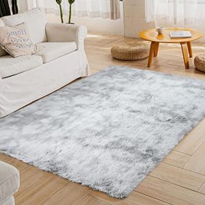 ROHATIM Tapis Salon Shaggy Descente de lit Chambre Grande Taille Tapis Moelleux Carpette pour Chambre Tapis Décoratif de Style Moderne pour Salon Chambre Canapé Natte(Gris Clair,120 x 160 cm) (ROHAKJ, neuf)