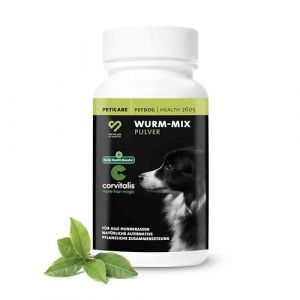 Peticare vermifuge poudre pour chiens | Cure contre les vers efficace &agrave; base de plantes | pr&eacute;ventif & aigu | Rem&egrave;de comme compl&eacute;ment alimentaire avec des ingr&eacute;dients 100% naturels | petDog Health 2605 (Peticare, neuf)