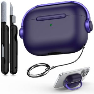 R-fun &Eacute;tui Compatible avec Apple Airpods Pro (2023/2022/2019, 2e/1re g&eacute;n&eacute;ration), c&acirc;ble USB-C/Lightning, &eacute;tui pour Casque de Musique avec verrou de s&eacute;curit&eacute; et kit de Nettoyage,Violet (Her Vision, neuf)