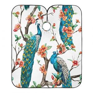 Paon Sur Cerisier Cape De Cheveux Imperm&eacute;able Robe De Coiffure Anti-Taches Blouse Coiffeur Pour Coiffeurs Barber Barbiers 140X168Cm (guangzhouhongchenmaoyishanghanggerenduzi, neuf)