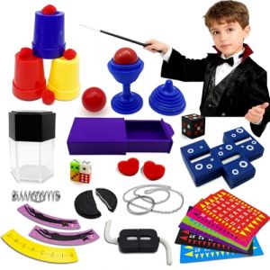 Yeefunjoy 11Pi&egrave;ce Kit de Magie, 60+ Coffret Enfant Magie Jeux pour D&eacute;butant Jeu de R&ocirc;le, Accessoires pour Tours de Magie Cadeau d'anniversaire de No&euml;l pour Enfants 6 7 8 9 10 11 12 Ans (O&Uuml; MarkGGx, neuf)