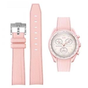 HEYOZURY Bracelet de Montre 20mm Omega x Swatch Moons Montre Rolex Watch montre Silicone Hommes en Acier Inoxydable Boucle Bracelet de Remplacement Bracelet Original Omega Speedmaster (YOYOStrap, neuf)