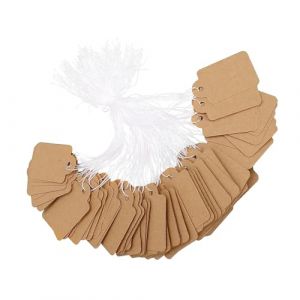 Hwtcjx Etiquette Prix, 200 Pi&egrave;ces &Eacute;tiquette Prix Kraft, Etiquette Prix Vetement, Etiquettes de Prix, &Eacute;tiquettes de Bijoux Mini avec corde pour Affichage de Bijoux de V&ecirc;tements (brun, 2.5 x 1.5 cm) (Ygdein, neuf)