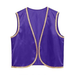 Runhomal Homme D&eacute;guisement Prince Arabe Gilet Haut Costume Prince Roi Party Cosplay Carnaval S-4XL Violet XXL (Runhomal EU, neuf)