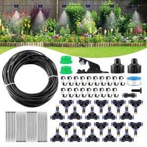 20M Système de Refroidissement par Brumisation Extérieur, Kit D’Irrigation Système de Brumisation Kit de Tuyau Brumisateur Extérieur pour Jardin Parasol (Hans-EU, neuf)