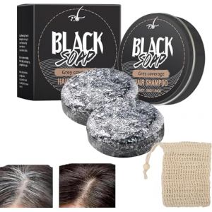 Shampoing Cheveux Blanc Solide, Reverse Gray Hair Shampoing Solide, Anti Cheveux Blanc Savon Noir Cheveux, Anti Gray Bar Black Soap, Cheveux Gris Assombrissant Homme Savon Noir (2PC) (9suYzi, neuf)
