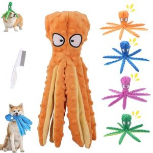 HItianya Jouet pour Chien Whiskerspot Pieuvre, Peluche Couinante Whiskerspot Écologique, Jouet Interactif à Mâcher pour Chiots De Petite, Moyenne Et Grande Taille (Orange) (Mo ce, neuf)
