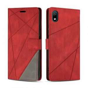 SONWO Coque pour Huawei Y5 2019 / Huawei Honor 8S, Protection Housse Etui en Cuir PU Portefeuille Livre pour Huawei Y5 2019 / Huawei Honor 8S, Emplacements Cartes, Fonction Support, Rouge (SONWO EU STORE, neuf)