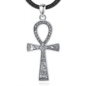 EUDORA Harmony Ball Collier avec Pendentif Croix Ankh en Argent Sterling pour Homme, Religion Vintage Croix &Eacute;gyptienne Antique Symbole Hi&eacute;roglyphique Cadeau pour Femme, Mari, Gar&ccedil;on, Cha&icirc;ne de 61 cm (EUDORA Harmony Ball, neuf)