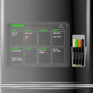 PREVIS BRAND Planning Frigo Magnetique Hebdomadaire Plexiglass Transparent A4(21X30CM) avec 4 Marqueurs Premium - Tableau Planner Frigo Transparent Acrylique -Idéal Pour une Organisation Minimaliste (PREVIS, neuf)