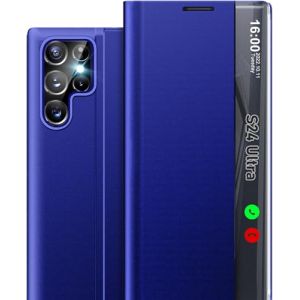Qissy Coque S24 Ultra pour Samsung S24 Ultra Etui Clear View Cover &agrave; Rabat &Eacute;tui Housse Galaxy s24 Ultra Mince Flip Folio B&eacute;quille Stand Support Coque pour Samsung Galaxy S24 Ultra 5g Case (Bleu) (Qissy-FR, neuf)