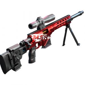 Fusil de sniper pour enfants - Fusil en mousse avec 20 balles souples - Soft Bullet Sniper Toy Gun MSR - Convient pour enfants et adultes - 97 cm (rouge) (Son of The Sea, neuf)