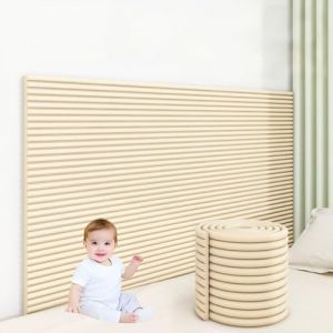 Coussin Mural Protection Anti Collision Bebe, Protection T&ecirc;te de Lit Enfant Bebe, Panneaux Muraux Rembourr&eacute; Autocollant, Rouleau de Mousse Antichoc B&eacute;b&eacute; Coins de Murs Meubles Bords de Table (1, beige) (TuBanRen, neuf)