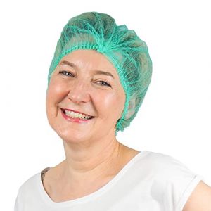 ARNOMED® Charlotte Cheveux Jetable 52 cm Vert [100 PIÈCES] - Filet Cheveux Plastique pour OP, Cuisine & Hygiène - Bonnet à Usage Unique - Charlotte Alimentaire de Protection des Cheveux en Tissu (medika69, neuf)