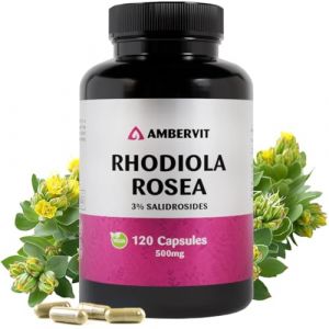 Rhodiola Rosea 500 mg – 120 Gélules – 3% Salidrosides – Rosenwurz Gélules Hautement Dosées – Cure 4 Mois | Extrait Premium de Rhodiola Rosea | Végan, Sans Gluten, Fabriqué en UE – Ambervit (Ambervit, neuf)