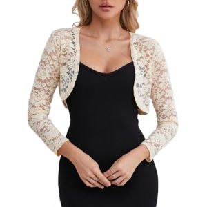 fuinloth Bolero Femme Mariage Dentelle Chic Ete Elegant Bol&eacute;ro C&eacute;r&eacute;monie Abricot S 36-38 (Fuinloth EU, neuf)