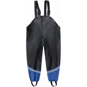 DAFENP Pantalon de Pluie Enfant Imperm&eacute;able Coupe-Vent Salopette Pluie Sale Preuve Pantalon de Boue avec Doublure Textile pour Garcon Fille YK1665H-Black-RoyalBlue-116 (beixingdaCo., Ltd, neuf)