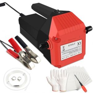 VKE Pompe Vidange Huile Moteur 12V 80W, Pompe Essence avec Poign&eacute;e Anti-Br&ucirc;lure, Pompe Electrique Vidange Huile Moteur, Pompe &agrave; Huile pour Moto, Voiture, Bateau (Rouge) (ND_EU_SHOP, neuf)