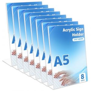 LDHHYH Présentoir Plexiglas Lot de 8 Porte-Documents A5 Verticaux Transparent pour Table, Idéal pour Affiches et Documents - Support de Présentation Robuste et Élégant (ZHENG YANHUA, neuf)
