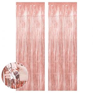Rideau Frange Anniversaire, M&eacute;tallique &Agrave; Franges En Aluminium Scintillant, &Agrave; Paillettes Pour Mariage, Rose Gold 2 Pi&egrave;ces (JJIAdfhc, neuf)