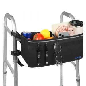 ZHCHG Panier de d&eacute;ambulateur pour personnes &acirc;g&eacute;es, accessoires de d&eacute;ambulateur, sac de marche pliable avec grande capacit&eacute; et ne se renverse jamais, meilleur cadeau - gris (ne convient pas aux (WONGLIG, neuf)