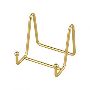 Porte Assiette Chevalet Support Presentoir - 1 Pièces Metal Support Assiette Decorative - Support Cadre Photo de Table - Présentoir de Fer pour Plaque | Livre Cuisine | Carte Postale - Or - 7,6 cm (Tincogo, neuf)