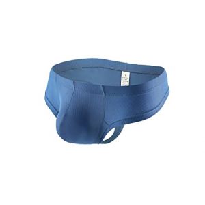 Faringoto Sous-v&ecirc;tements en fil de soie glac&eacute;e pour homme, couleur unie, string respirant, bleu, Small (Faringoto, neuf)