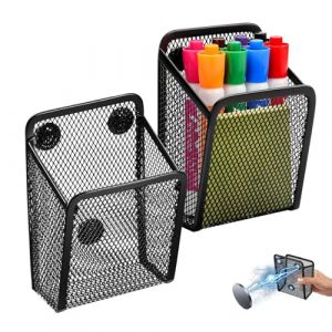 Vasemele 2 Pi&egrave;ces Porte Stylo Magn&eacute;tiques Paniers De Rangement En Maille Noir M&eacute;tallique Organiseurs En Maille Pour R&eacute;frig&eacute;rateur, Fournitures De Bureau, Accessoires De Casier (Vasemele, neuf)