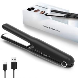 Mini Lisseur Sans Fil, Fer à Lisser et Boucler 2 en 1 Rechargeable, Lisseur Cheveux Court, Lisseur Cheveux Sans Fil avec Câble de Chargement USB, Lisseur Boucleur Cheveux 2 en 1 de Voyage 4000 mAh (SHUANG DING XIN, neuf)