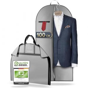 FiRiO 1 x Premium Housse Costume Voyage Pliable I MATÉRIEL JUSQU'À 50% PLUS ÉPAIS I Porte Housse Costume Homme I Housse Vetement Voyage I Housse Vetements à Suspendre I Housse Chemise I 100x60cm (RIC-TECH FRANCE, neuf)