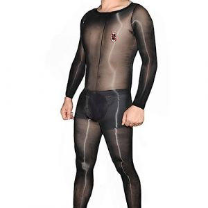 HTRUIYATY Tenue Sexy Homme érotique Billiant 8D Sexy Bodystocking Man Lingerie manches Body Bas Collant Sous Vetement Homme (LOVETEA, neuf)