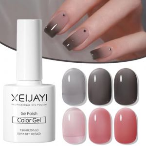 Lot de 2 vernis à ongles gel gel transparent nude transparent rose noir - Vernis à ongles en cristal - Longue durée - Rendement des couleurs - Séchage sous UV/LED - Pour manucure à domicile (PALAMEI-UK, neuf)
