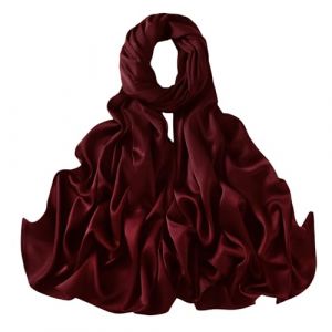 Lina & Lily Écharpe châle en satin soyeux pour femme pour robe de soirée de mariage, bordeaux, Taille unique (Eisen-scarf, neuf)