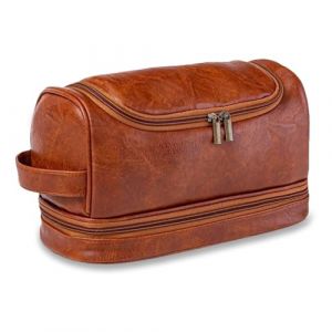 Ziyero Trousse &agrave; Maquillage Voyage avec Poign&eacute;e, Trousse de Toilette Femme Cuir Trousse de Toilette Homme Voyage &Eacute;tanche Portable Trousse de Rangement Toilette,Sac &agrave; Cosm&eacute;tiques en Cuir PU Pochette (Ziyero, neuf)