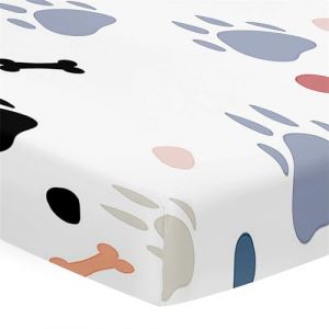 Hiseng Drap Housse pour Lit Bébé Enfant Empreinte Motif Doux Draps Housses pour lit de Bébé et lit d'Enfant en Microfibre Protège Matelas Compatible pour Berceaux de Chevet (Bleu,65x95cm) (Hiseng, neuf)