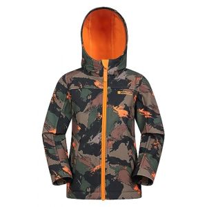 Mountain Warehouse Veste Enfant Exodus Softshell - Coupe-Vent, Imperméable Fille Et Garçon, Veste Polaire Unisexe, Veste À Capuche Conçue Pour Sport Et Voyage Kaki Foncé 7-8 ANS (Mountain Warehouse, neuf)