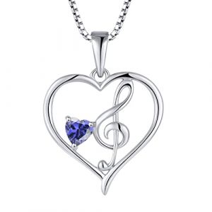 Starnny Collier Cl&eacute; de Sol C&oelig;ur Argent 925/1000,Pendentif Note de Musique Pierre de naissance de D&eacute;cembre Tanzanite 3A Zirconium Bijoux Cadeaux pour Femme (Boormanie Jewellery, neuf)