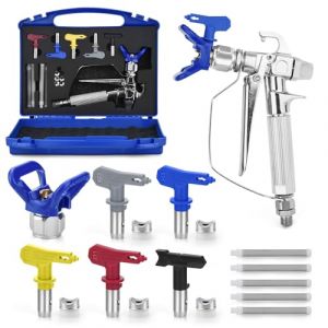 Kit de Pistolet a Peinture Airless de 13 Pi&egrave;ces,avec 5 Buse de Pulv&eacute;risation Airless(211,315,415,517,623), Buse Si&egrave;ge, 60 Mesh &Eacute;l&eacute;ments de Filtre de 5 Pi&egrave;ces et la Bo&icirc;te (Summer sunflowers, neuf)