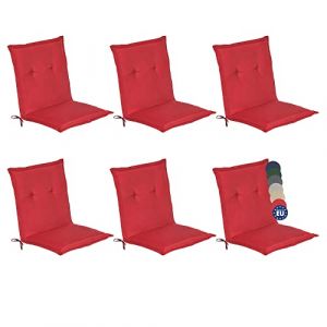 Beautissu Coussins de Jardin de Chaise Loft NL Rouge Set de 6-100x50x6cm &ndash; Coussin Exterieur Jardin &eacute;pais & Confortable &ndash; Coussin Dossier Bas (Brandvin, neuf)