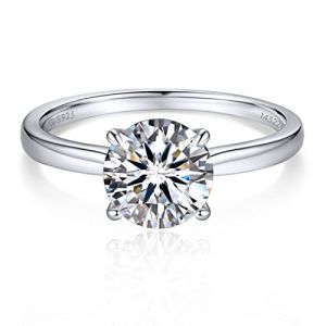MomentWish Bague Fiançailles Femme, 2 Carat Moissanite Diamant Bague de Fiançailles Solitaire Promesse Elégant en Argent 925 GRA Certificat Cadeau-Taille48 (MomentWish, neuf)